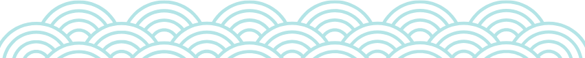 Decorative blue wave and cloud pattern representing outdoor sky and playfulness